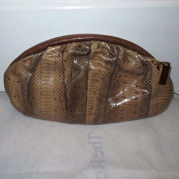 Furla Python Embossed And Smooth Leather Oversized Clutch - Picture 8 of 16